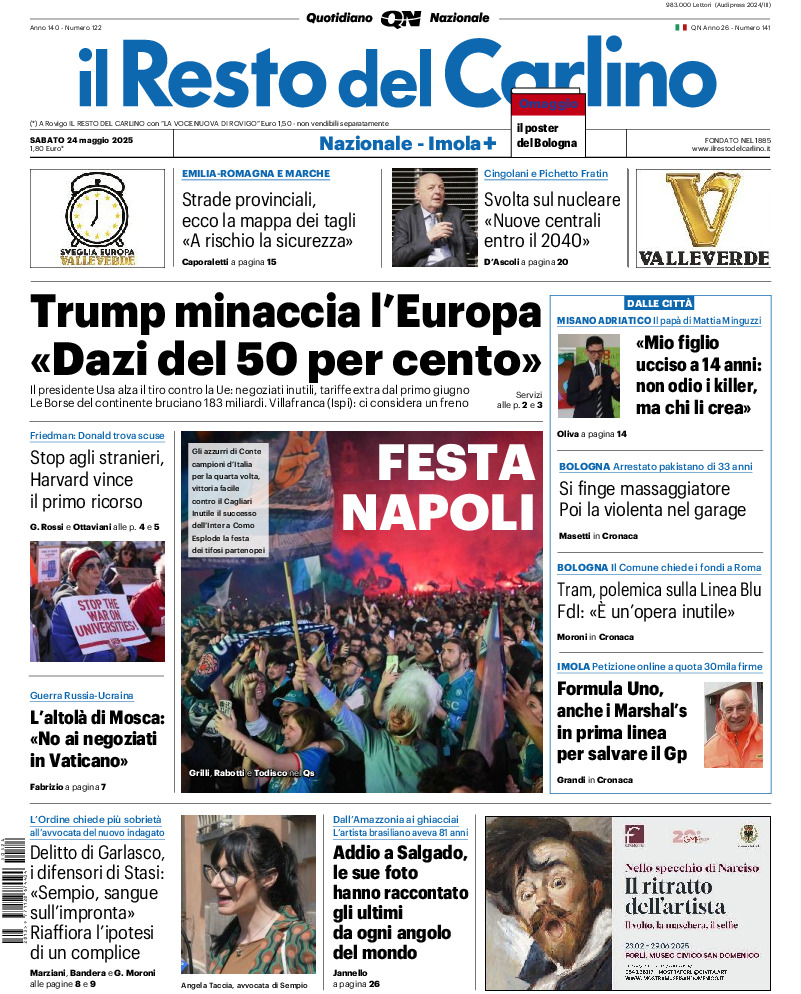 Prima-pagina-il resto del carlino-edizione-di-oggi-20250524